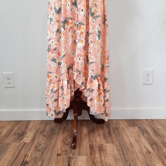 Floral ruffle boho button down maxi dress - Picture 8 of 11